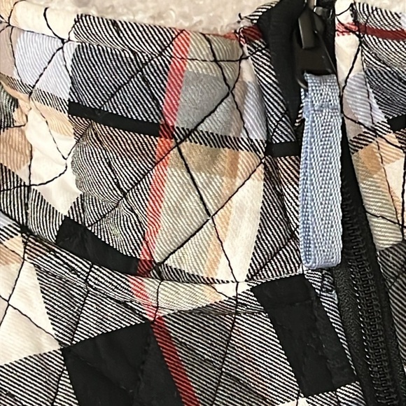 Vera Bradley Teddy Fleece Half-Zip Pullover quilted tartan detail mockneck L - Picture 11 of 12